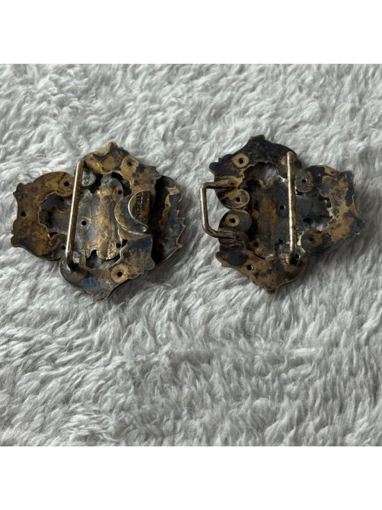 Vintage Art Nouveau Sterling Silver Belt Loops Buckle Two Piece Womens Stamped main image 6